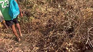 shy village girl bent over fucked rough by black cock outside