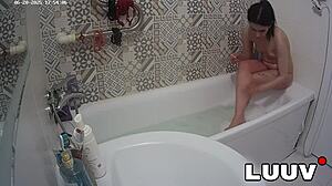 Luuv Elika Shaves Legs Smooth in Bathroom Reality Show