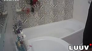 Luuv Elika Shaves Legs Smooth in Bathroom Reality Show