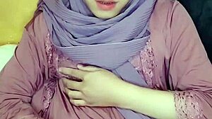 indonesian hijab crossdresser masturbates solo in sexy arab style