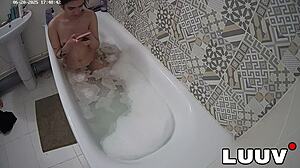 Luuv Elika Shaves Legs Smooth in Bathroom Reality Show