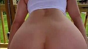 Horny Slut Wife and Husband Risk Creampie Fuck Getting Caught in Backyard Garden