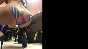 her big ebony ass twerks wildly shaking every curve