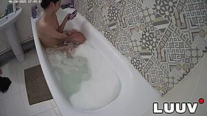 Luuv Elika Shaves Legs Smooth in Bathroom Reality Show