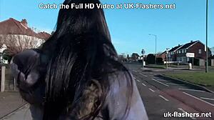 pissed off british babe FLASHES SHAVED pussy FINGERING on london streets