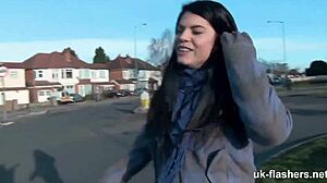 pissed off british babe FLASHES SHAVED pussy FINGERING on london streets