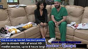 dr tampa gives nicole luvas her first intense gyno exam backstage