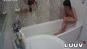 Luuv Elika Shaves Legs Smooth in Bathroom Reality Show