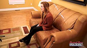 Charming ginger keaton masturbates pov blowjob cumshot