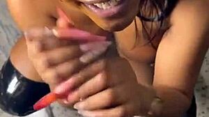 Petite homemade blowjob with stepbro's neighbor ends cumshot