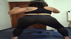 Chubby MILF Works Out in See-Through Leggings Teasing Curves