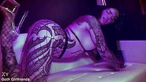 Tattooed bombshell Lacey Jayne chokes on cock riding rough to domination