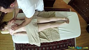 amateur brunette babe gets sneaky massage spied on cam