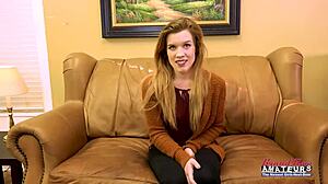 Charming ginger keaton masturbates pov blowjob cumshot