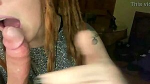 omg this redhead nerd with glasses gags on huge cock deepthroat sloppy ball licking therapy!