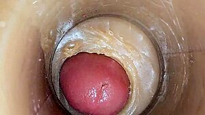 super cum floods tight oiled pussy asmr 4k closeup