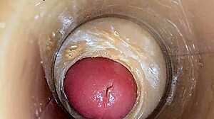 super cum floods tight oiled pussy asmr 4k closeup