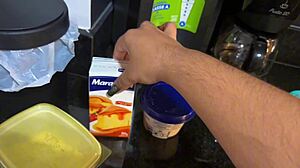 Whoa! Chubby Juliana Sits On Cock On Floor, Cums With Chocolate Pov!