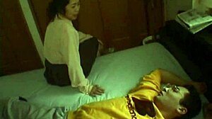 Japanese couple daytime fuck hairy pussy small tits