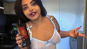 Whoa! Chubby Juliana Sits On Cock On Floor, Cums With Chocolate Pov!