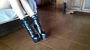 step into my ankle boots and sky-high blue heels now