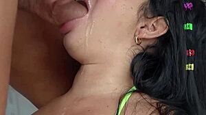 Thick Latina Throat Fucked Against Wall Cumshot