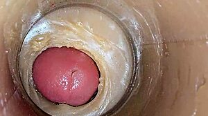 super cum floods tight oiled pussy asmr 4k closeup