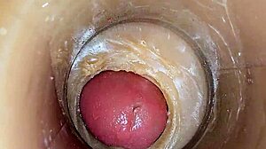 super cum floods tight oiled pussy asmr 4k closeup