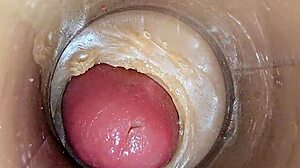 super cum floods tight oiled pussy asmr 4k closeup