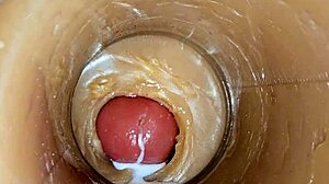 super cum floods tight oiled pussy asmr 4k closeup