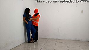 dirty latina nurse sucks hospital janitor's cock with tons of saliva