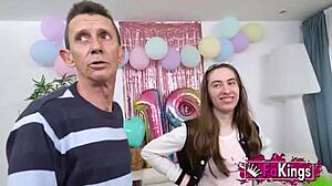 Carolina Lorcas fucked hard in first threesome for 19th birthday