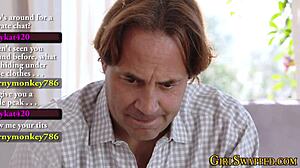 stepdaughter gags on monster cock cum blast!