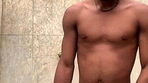 amateur gives soapy dick massage in shower almost caught cumming