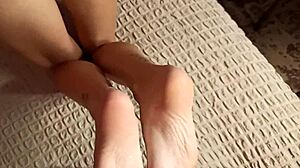 roommates trade footjobs and massive cumshots in homemade sock fetish compilation