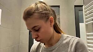 Teen gives sloppy public blowjob drowning in saliva