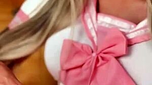 crossdressing shemale teases new job cock