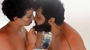 brunette teen licks big cock before anal pounding and creampie