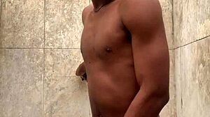 amateur gives soapy dick massage in shower almost caught cumming