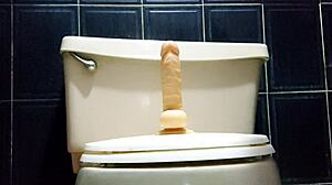 Mature colombian big ass babe rides dildo before shower