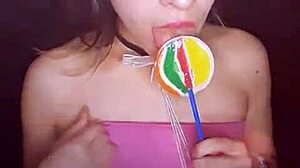 Bonneyuwu sucks lollipop cute like a young teen beauty