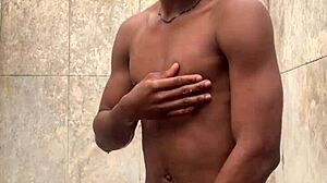 amateur gives soapy dick massage in shower almost caught cumming