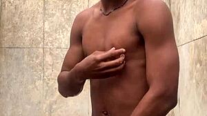 amateur gives soapy dick massage in shower almost caught cumming