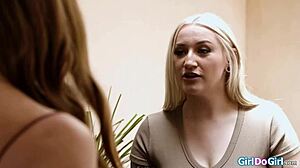 Blonde Licks Shaved Latina Cunt Then Strapon Fucks Her