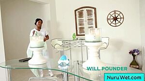 Sexy Ebony Masseuse Chanell Heart Rubs Clit Pussy in Shower Orgasm!