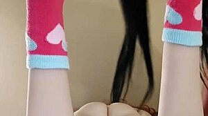 Emy Angel massages her tiny 18+ redhead petite body hard!