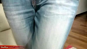 ladyboy's pink panties barely contain big dick jerkoff