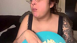 sexy backstage fetish mouth crunches popcorn with armpits