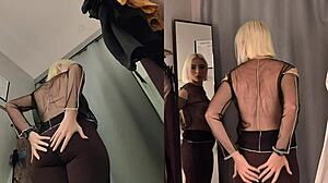 i spied this horny milf's big tits and bare pussy in the changing room