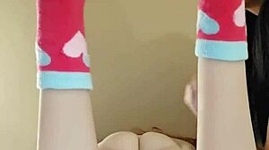 Emy Angel massages her tiny 18+ redhead petite body hard!